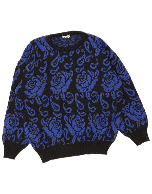 S.Oliver Pull surdimensionné à col bateau pour femme UK 10 Petit motif floral noir