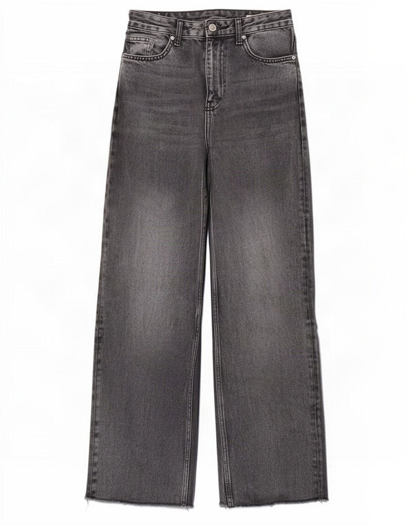 Zara Womens High Waist Wide Leg Jeans EU 34 2XS W24 L31 Grey Cotton