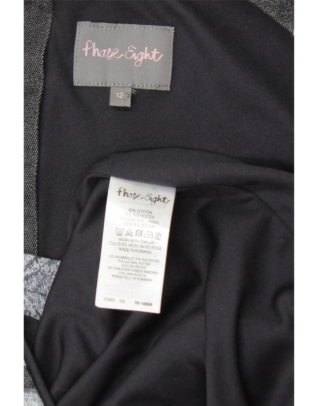 PHASE EIGHT Robe fourreau sans manches pour femme UK 12 Coton floral gris moyen