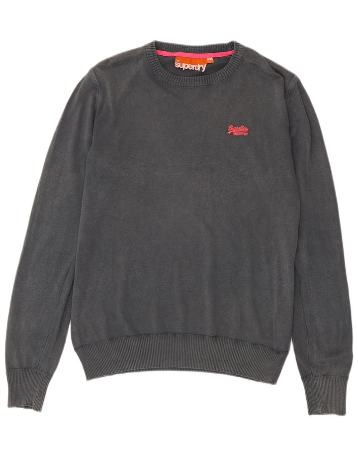 SUPERDRY Pull à col rond pour homme 2XL Gris Coton