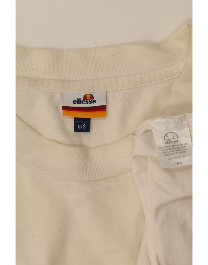 Ellesse Homme T-Shirt Graphique Haut Petit Blanc Cassé Coton