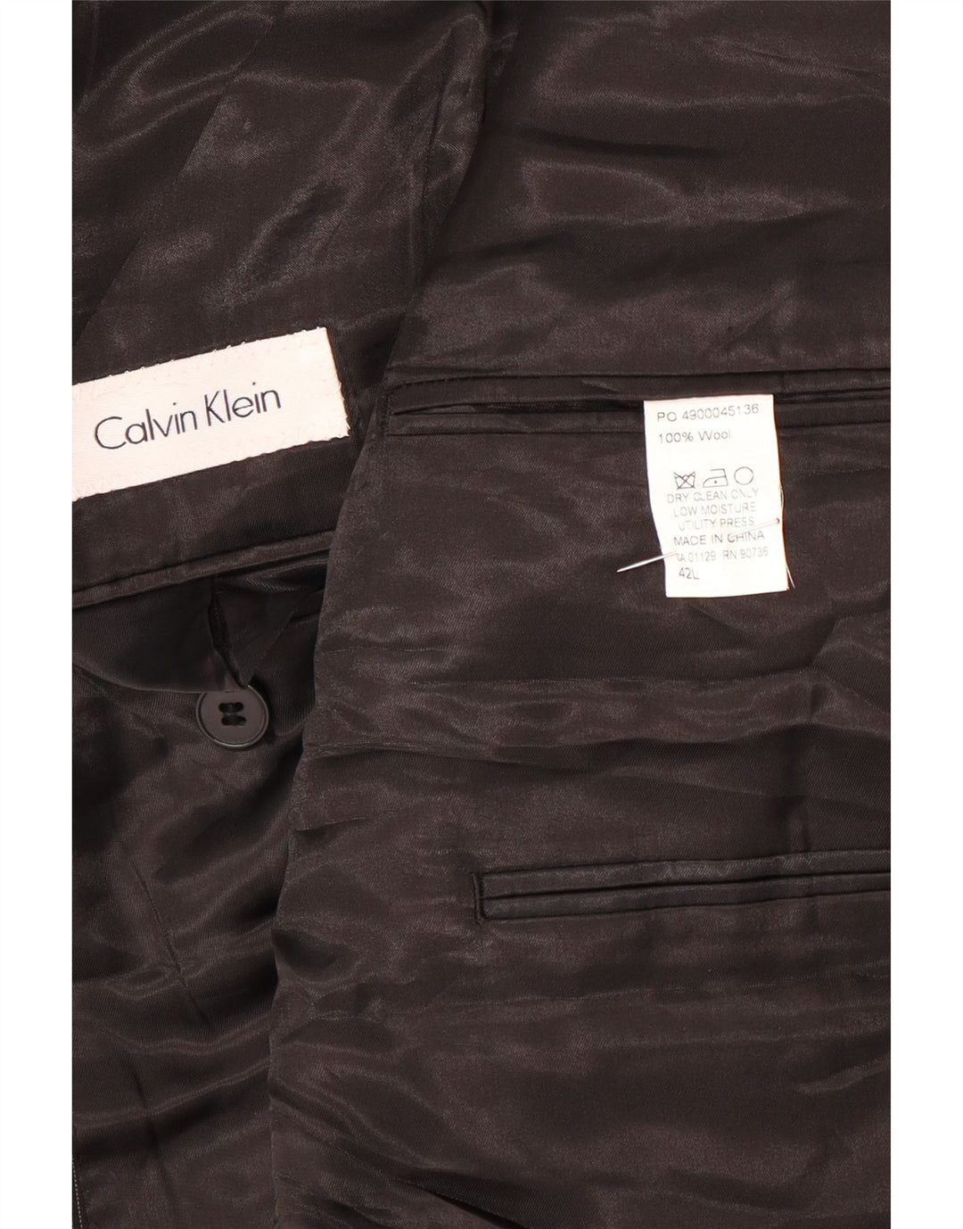 CALVIN KLEIN Veste blazer à 2 boutons pour homme UK 42 XL Laine à fines rayures noires