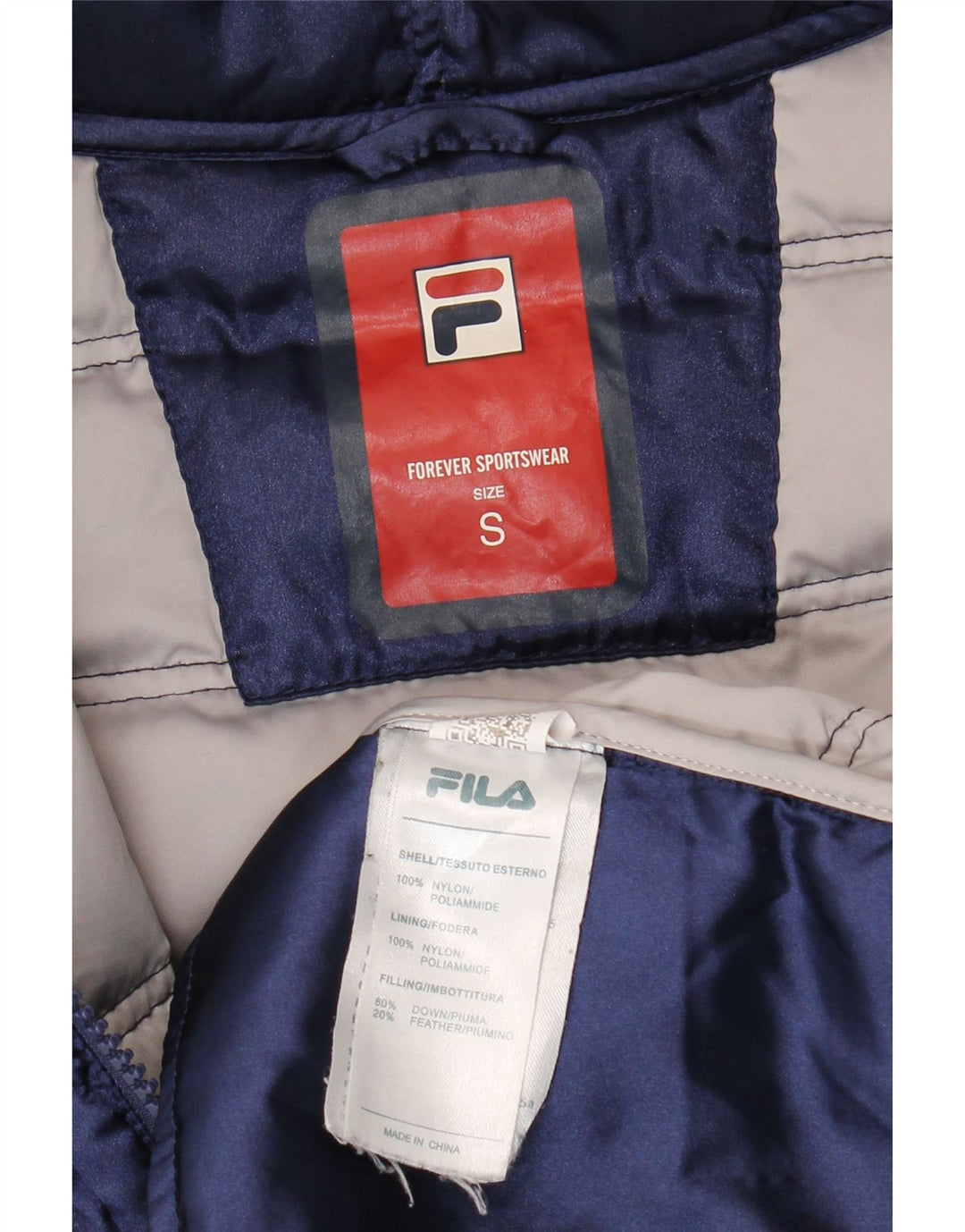 Fila Veste matelassée à capuche pour femme UK 10 Small Navy Blue Nylon