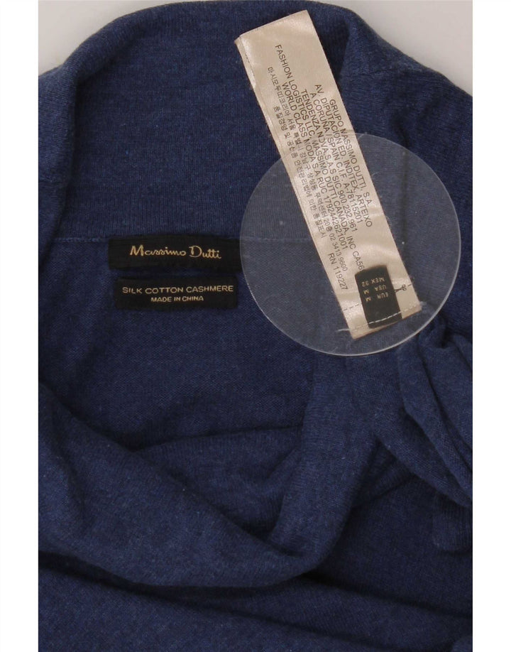 Massimo Dutti Pull col roulé pour femme UK 12 Bleu moyen Soie