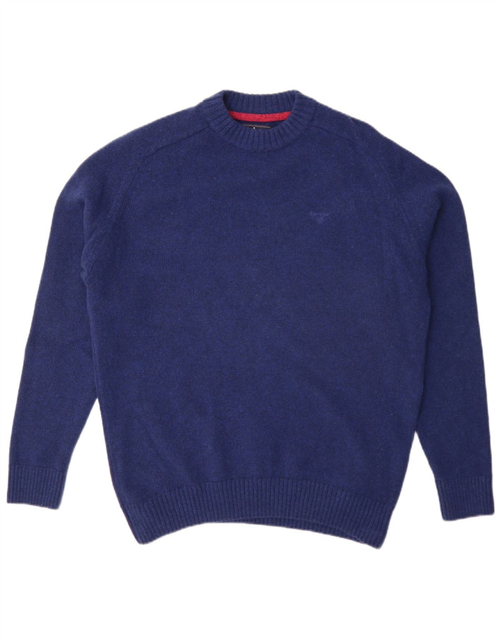Barbour Pull à col rond pour homme XL en laine bleue