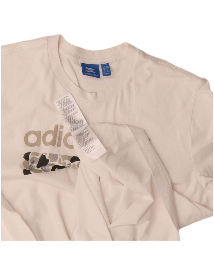 Adidas T-shirt graphique pour hommes, grand, en coton blanc