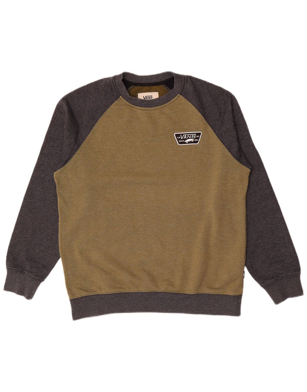 Vans Sweat-shirt pour homme en coton color block Kaki Large