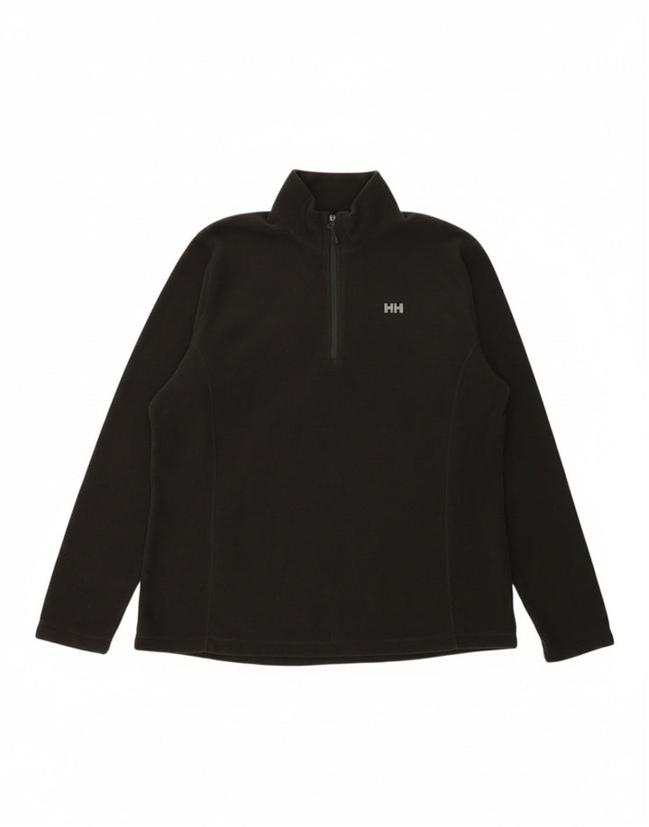 HELLY HANSEN Mens Zip Neck Fleece Jumper 2XL Black Polyester
