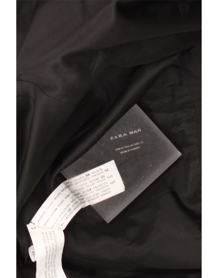 Zara Veste Blazer 2 Boutons Homme EU 46 Petit Noir Polyester