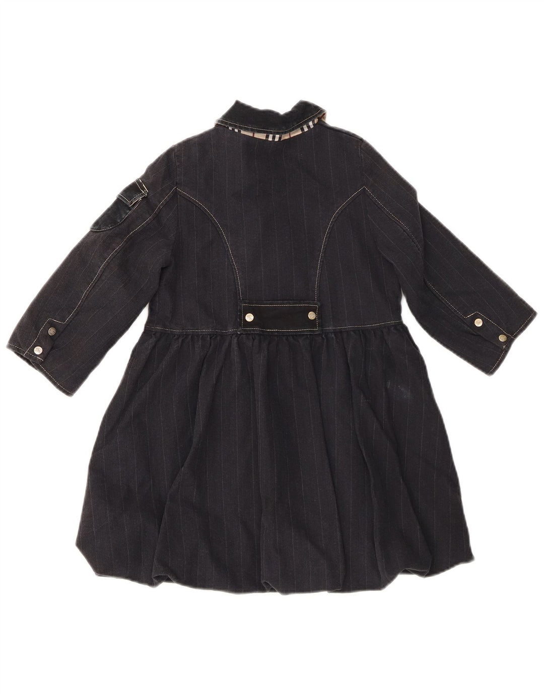 BURBERRY Manteau croisé pour filles 2-3 ans en coton noir à fines rayures
