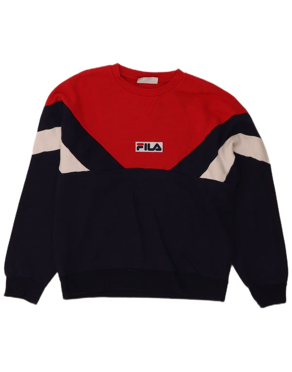Fila Homme Graphic Sweatshirt Jumper XL Bleu Marine Colorblock Coton