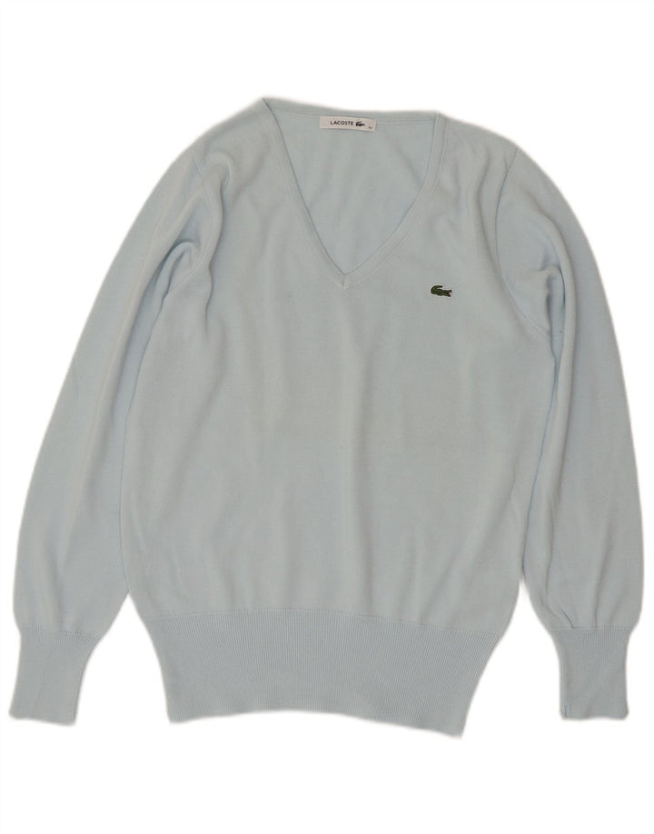 Lacoste Femme Col V Pull Pull Taille 42 Grand Bleu Coton