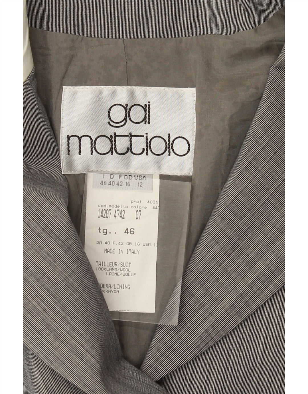 Gai Mattiolo Veste blazer à 4 boutons pour femme UK 16 Large Gris Colorblock