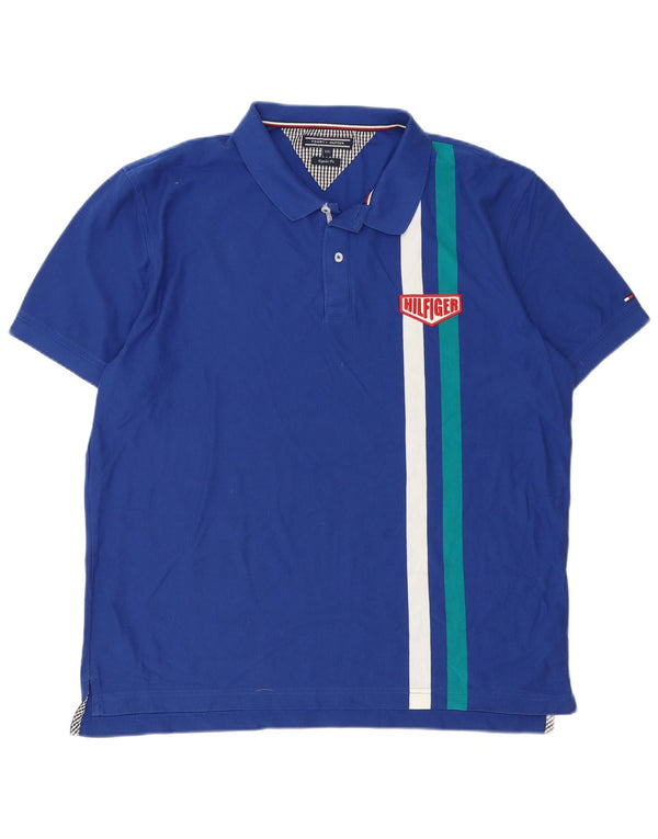 Tommy Hilfiger Polo coupe classique pour homme 2XL en coton color block bleu