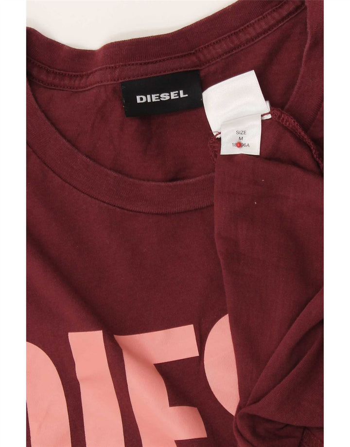 Diesel T-Shirt Graphique Homme Coton Bordeaux Moyen