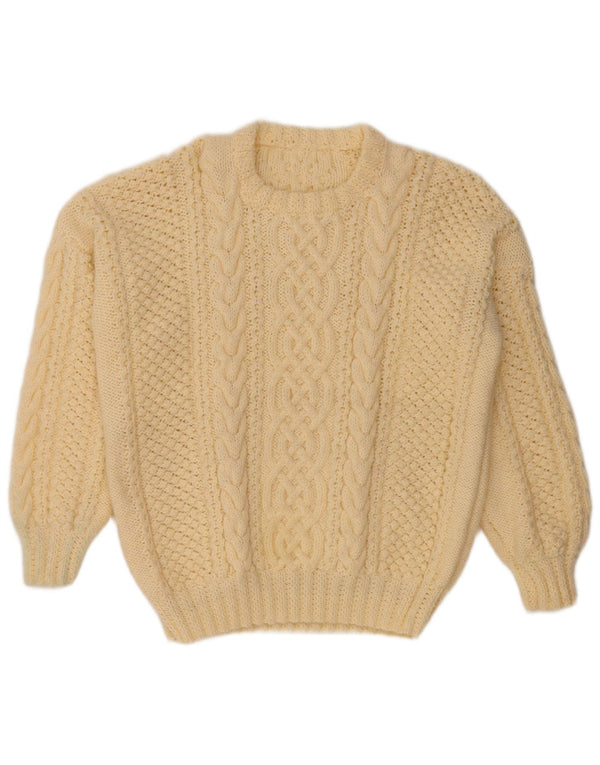 VINTAGE Femme Crew Neck Jumper Pull UK 14 Large Off White