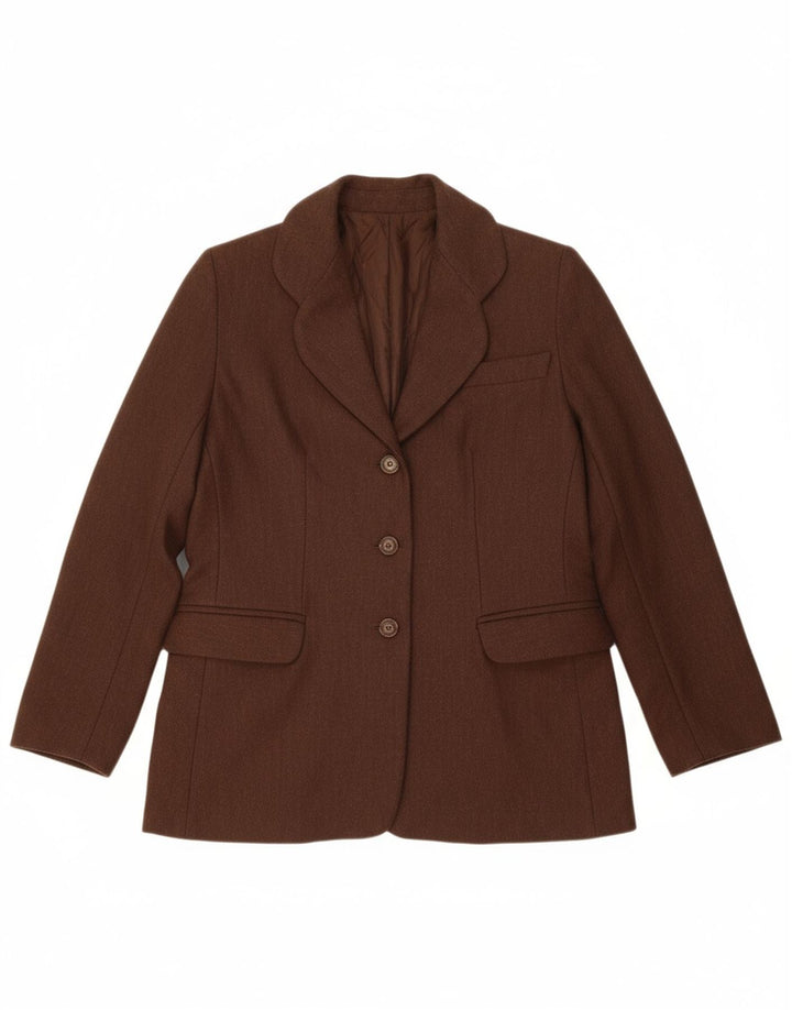 DANIEL HECHTER Womens 3 Button Blazer Jacket UK 14 Medium Brown