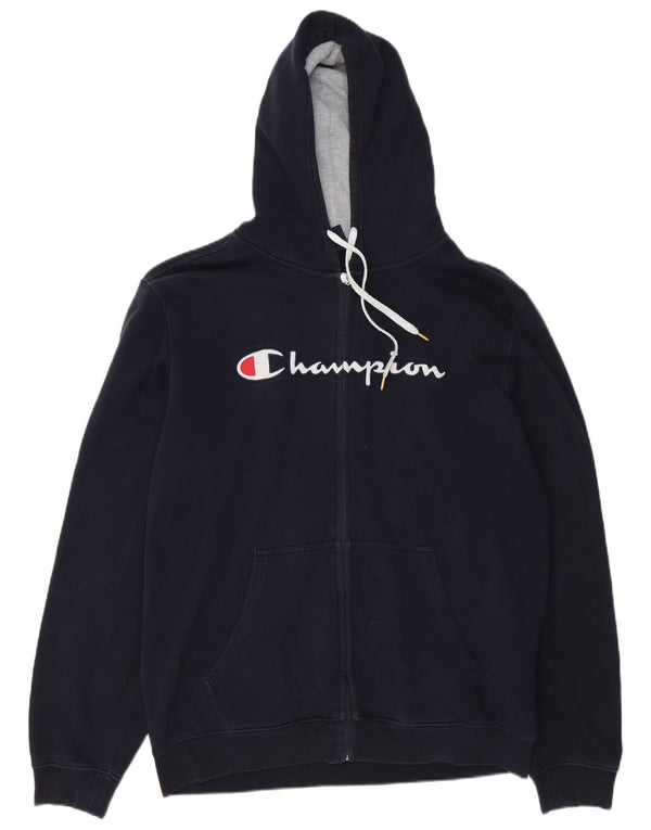 Champion Pull à capuche zippé graphique pour homme 2XL en coton bleu marine