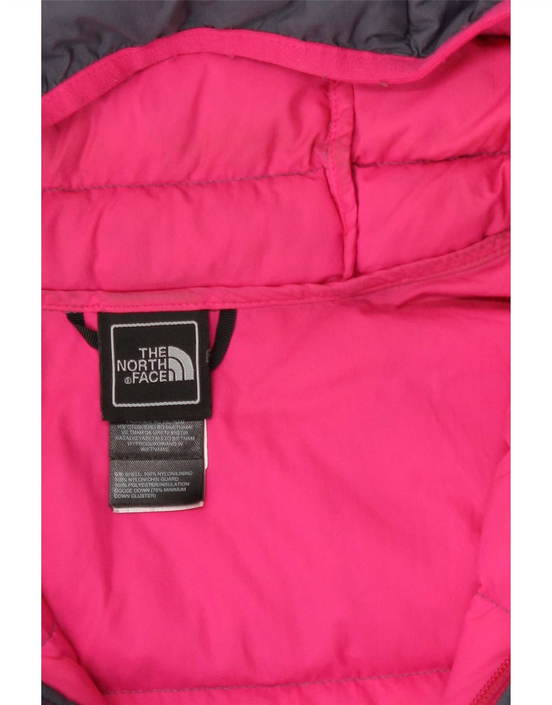 The North Face Veste rembourrée à capuche pour femme UK 16 Large Gris Nylon