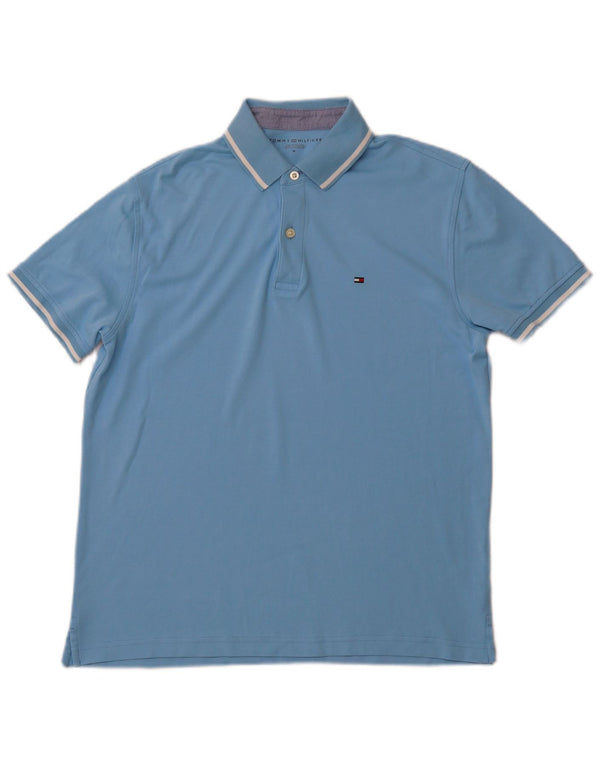TOMMY HILFIGER Mens Polo Shirt Medium Blue Cotton