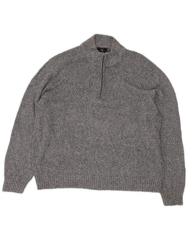Calvin Klein Pull à col zippé pour homme 2XL Gris chiné en coton