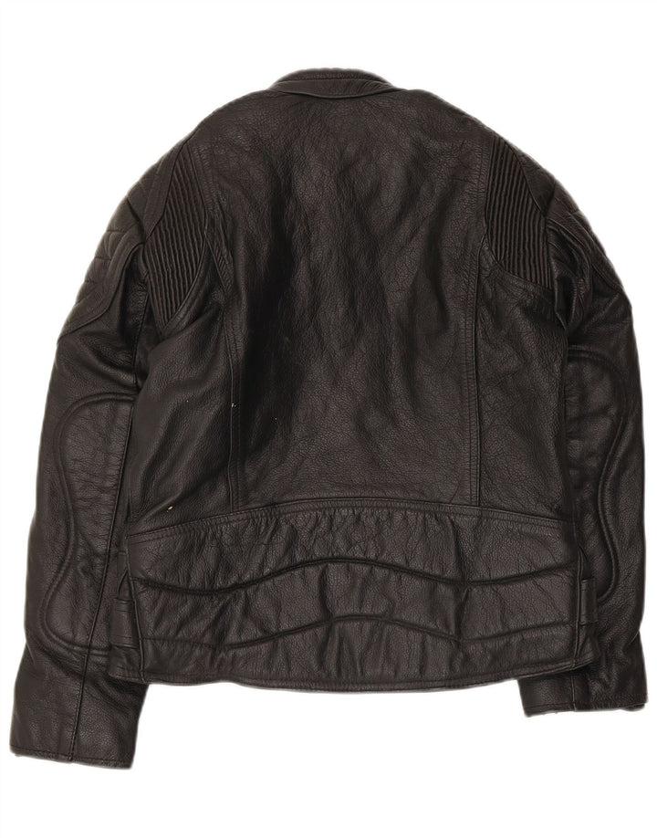 SKINTAN Veste de course en cuir pour femme UK 10 Petit cuir noir