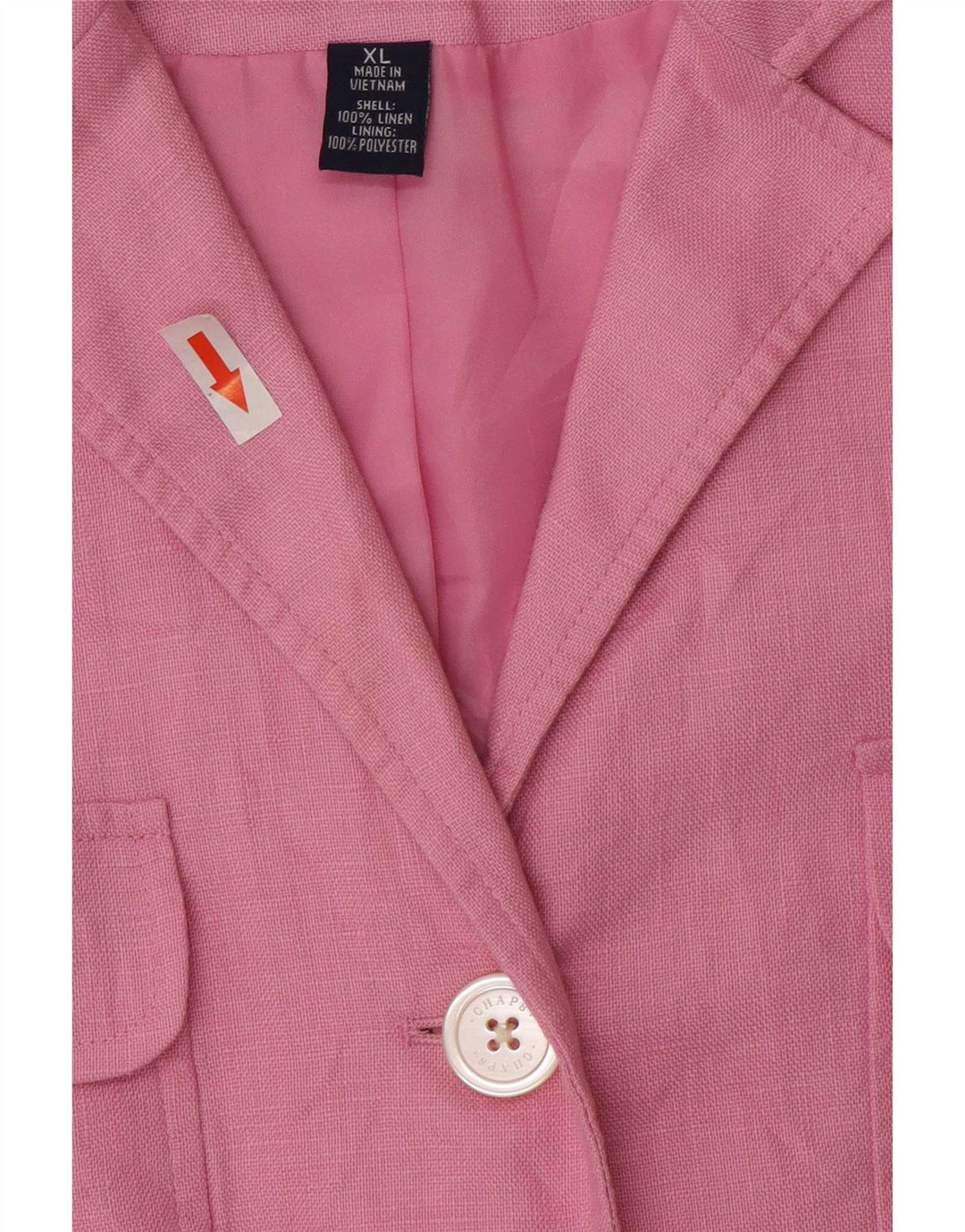 Chaps Veste Blazer 4 Boutons à Manches 3/4 pour Femme UK 18 XL Lin Rose