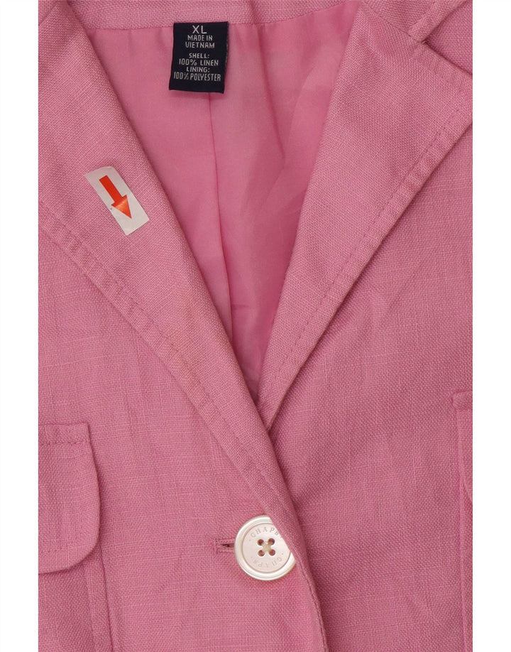 Chaps Veste Blazer 4 Boutons à Manches 3/4 pour Femme UK 18 XL Lin Rose