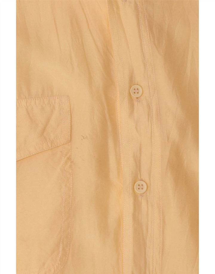 vintage Chemise à manches courtes pour hommes Soie jaune moyen
