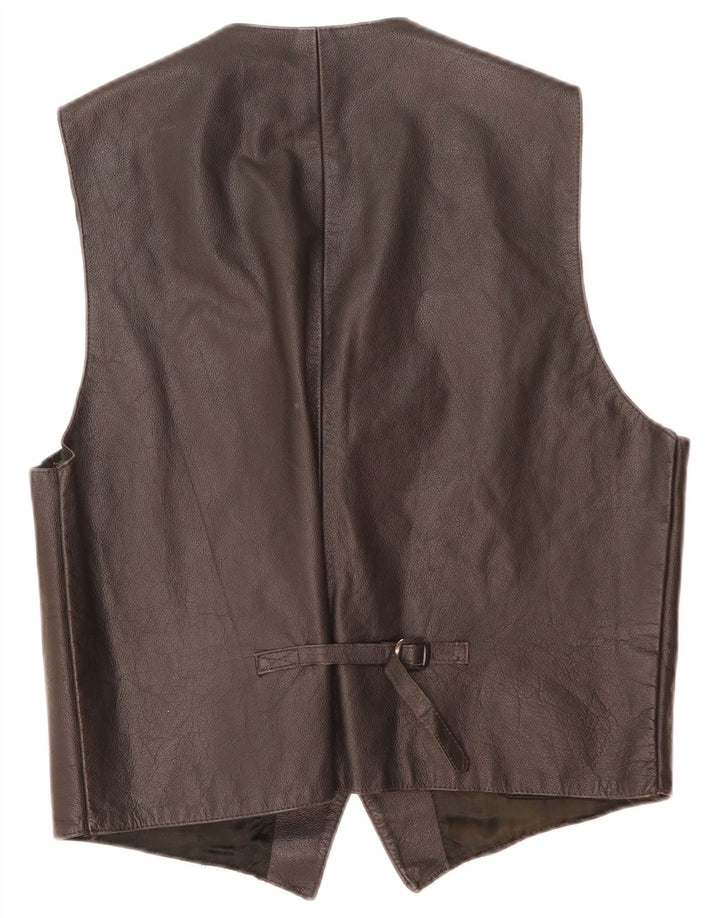 gilet en cuir homme vintage XL cuir noir
