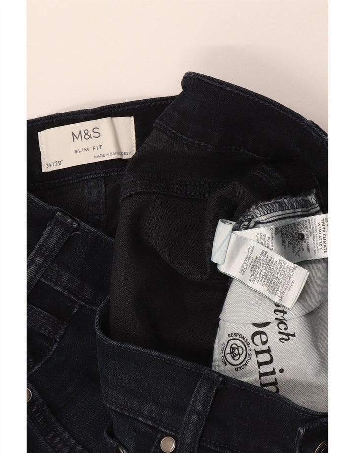 Marks & Spencer Jean Slim Homme W34 L29 Bleu Marine Coton