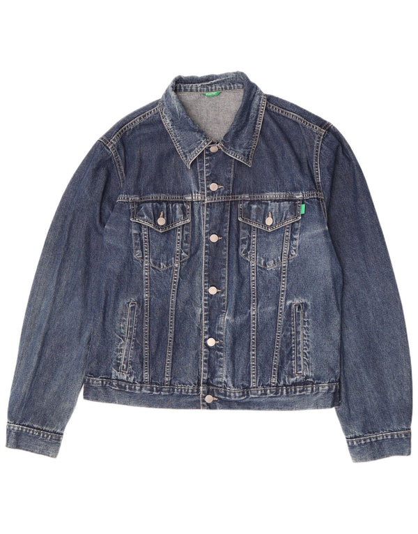 Benetton Veste en Jean Homme UK 42 XL Bleu Coton