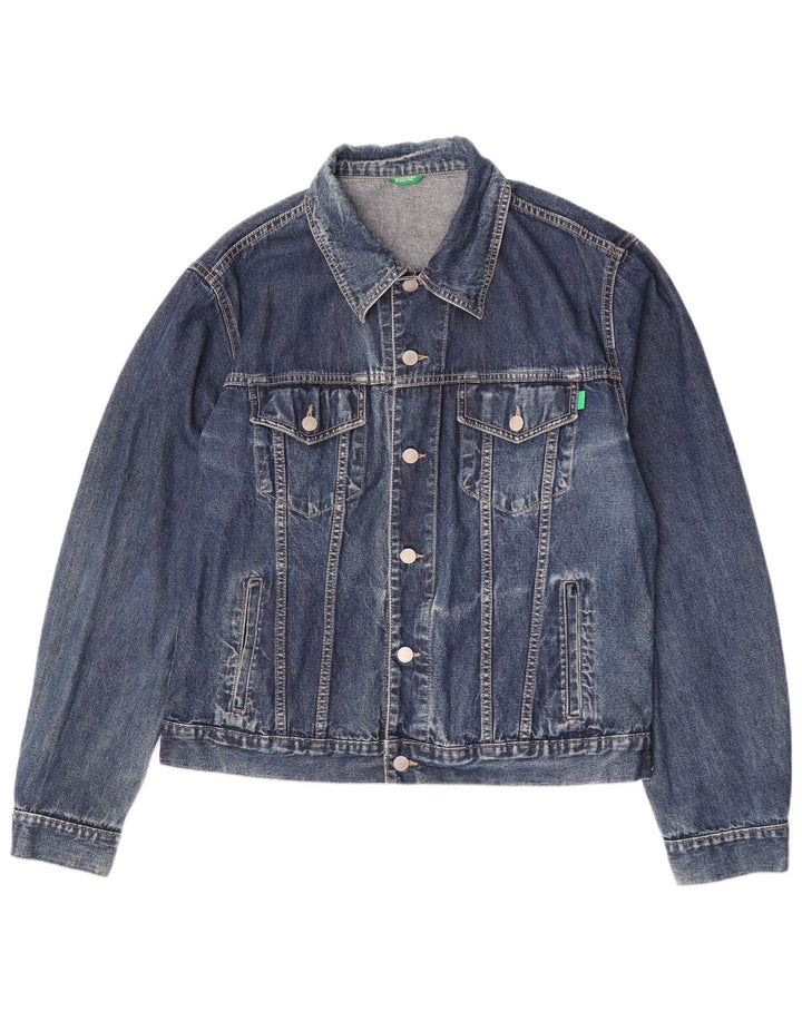 Benetton Veste en Jean Homme UK 42 XL Bleu Coton