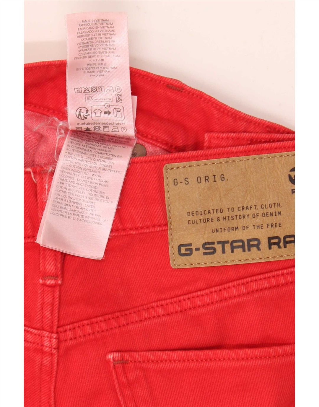 G-Star Jean court 3D Arc W25 L25 en coton rouge pour homme