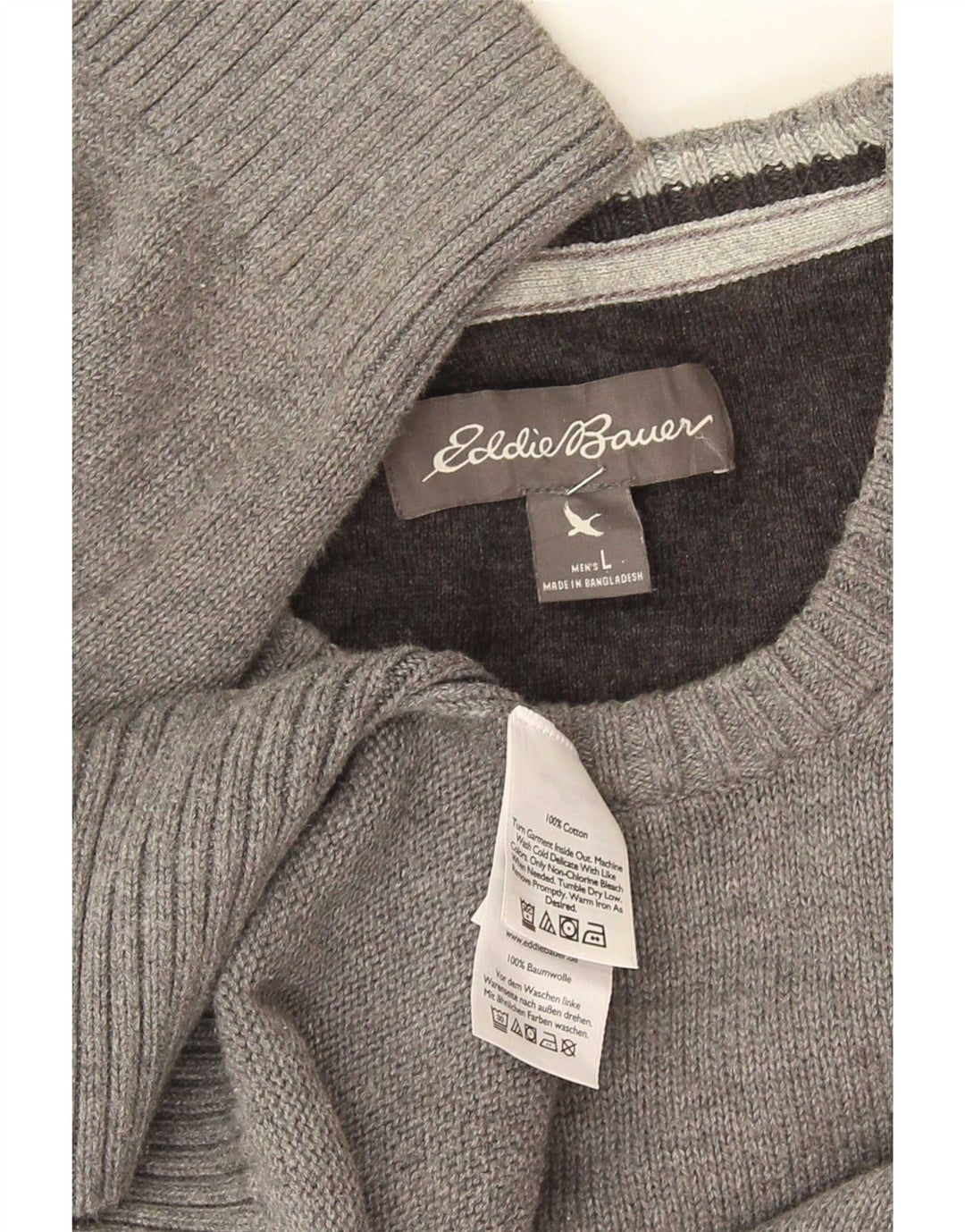 Eddie Bauer Pull à col rond pour homme en coton gris Taille L