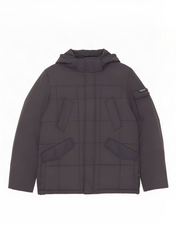 Woolrich Veste matelassée à capuche pour homme UK 40 Large Bleu Marine Nylon