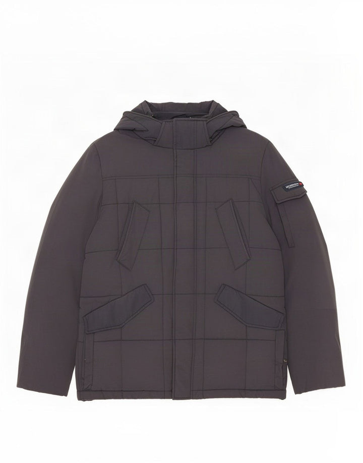 Woolrich Veste matelassée à capuche pour homme UK 40 Large Bleu Marine Nylon
