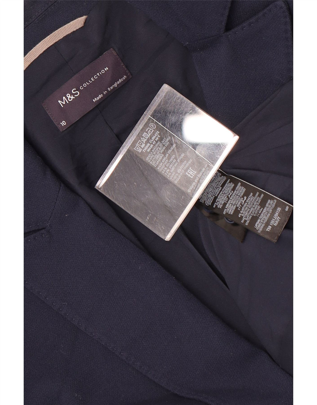 Marks & Spencer Veste blazer à 1 bouton pour femme UK 10 Small Bleu marine