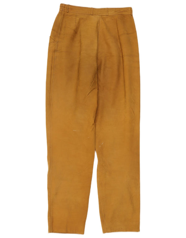 Pantalon en cuir taille haute femme vintage IT 42 Medium W26 L30 Beige