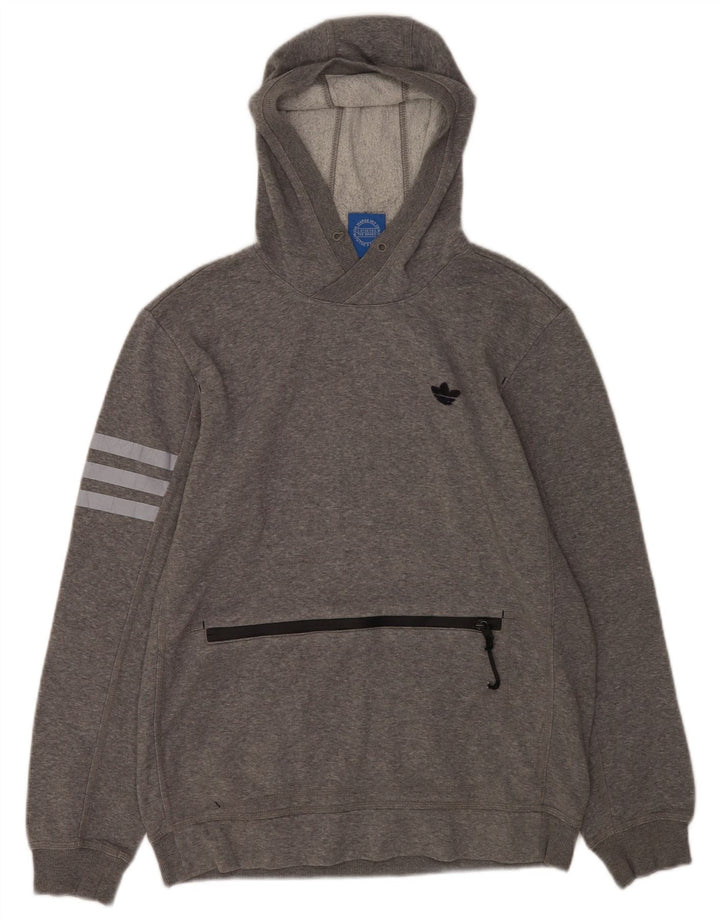 Adidas Pull à capuche en coton moucheté gris moyen pour homme