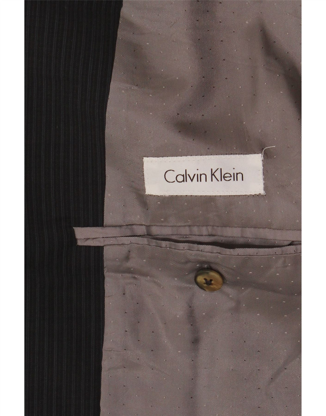 Calvin Klein Veste blazer longue pour homme UK 44 2XL Noir à fines rayures en laine vierge