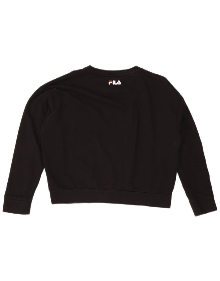 FILA Sweat-shirt court surdimensionné pour femme UK 10 Petit Noir