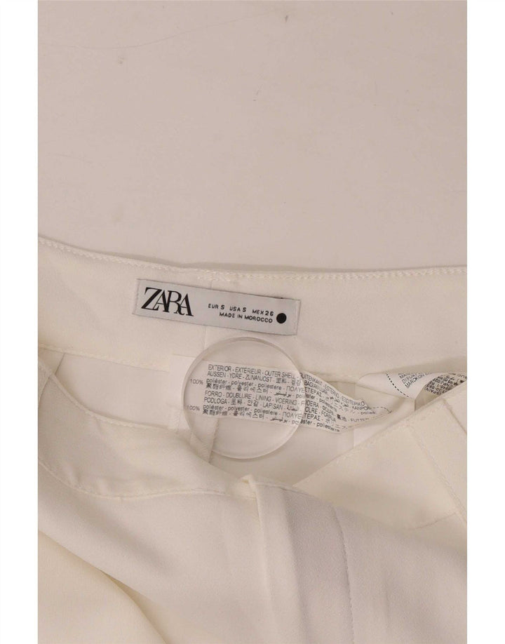 Zara Pantalon droit décontracté pour femme Petit W26 L32 Polyester blanc