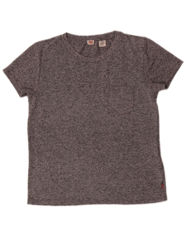 LEVI'S T-Shirt Femme UK 10 Petit Gris Moucheté Polyester