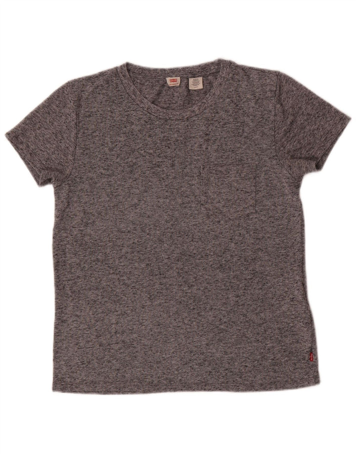 LEVI'S T-Shirt Femme UK 10 Petit Gris Moucheté Polyester