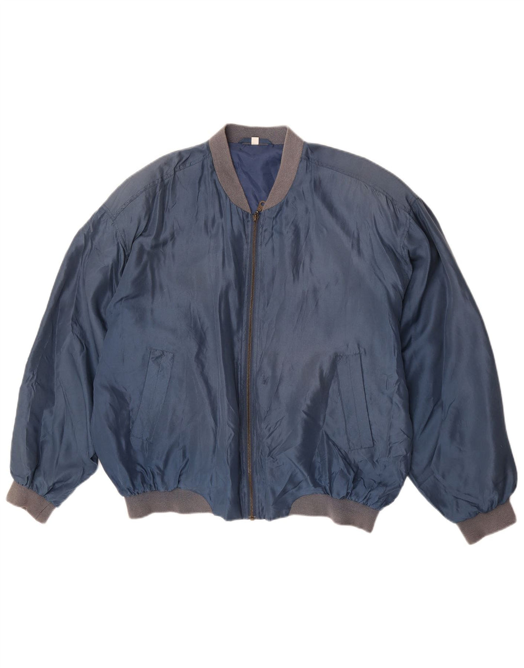 Veste Bomber Homme Vintage UK 42 XL Soie Bleue