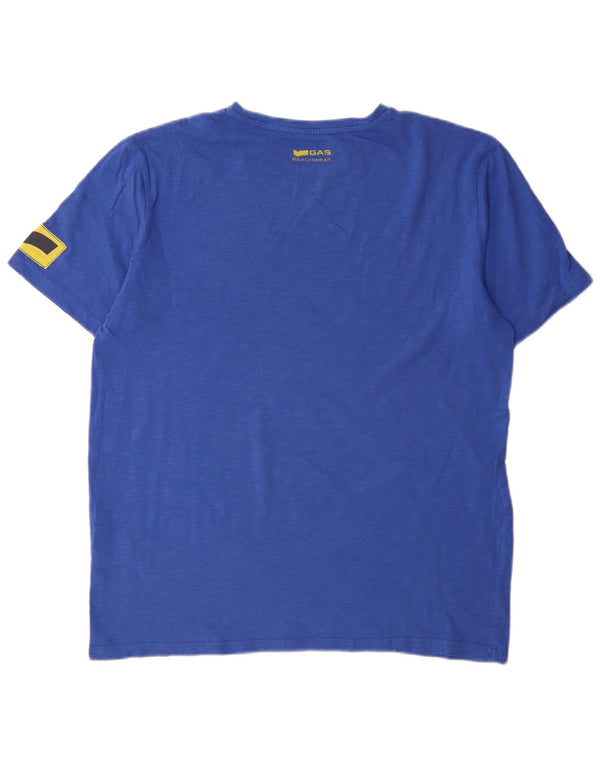 Gas T-Shirt Homme Top 2XL Bleu Moucheté Coton