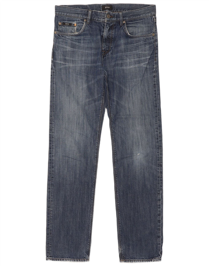 Hugo Boss Jean droit W32 L34 en coton bleu pour homme