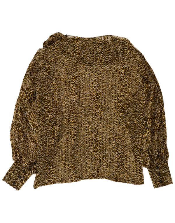 vintage Femmes Manches Longues Blouse Top UK 16 Grand Imprimé Animal Vert