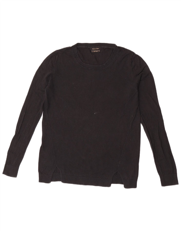 Massimo Dutti Pull à col rond pour femme UK 14 en coton noir moyen